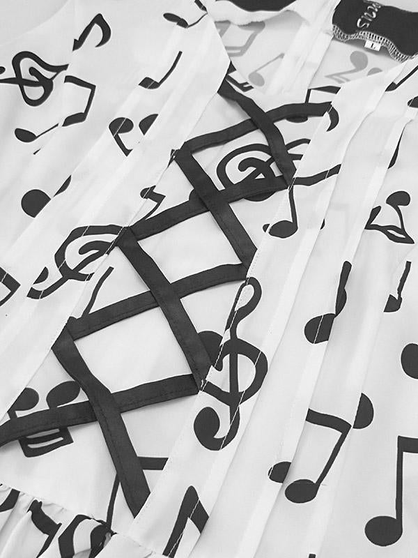 Round-Neck Sleeveless Note Bandage Midi Dress