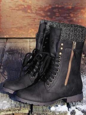 Vintage Knitting Wool Boots Mid Calf Boots