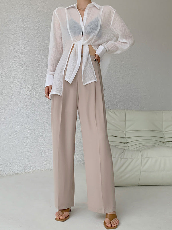 Leisure Solid Knitting Sun-Protection Blouse Tops