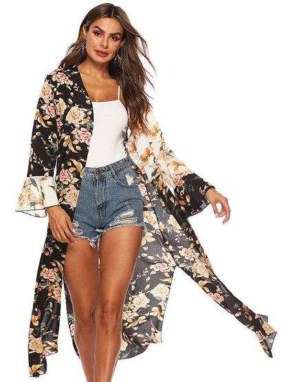 Sexy Printed Bikini Cardigan Beach Long Cover Up