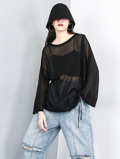 Ruffled See-through Sun-protection T-shirt