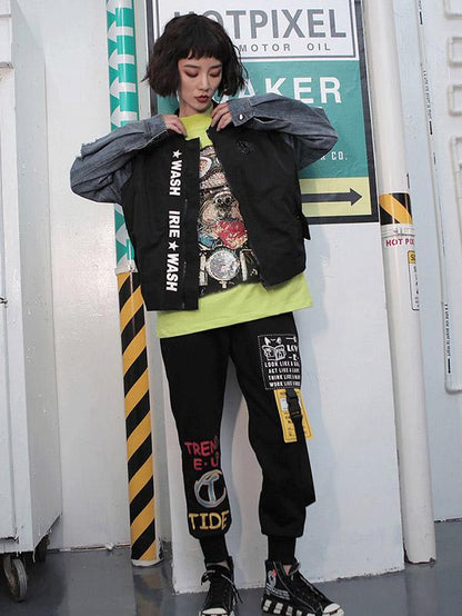 Hip-hop Split-joint Shredded Street Jeans Jacket