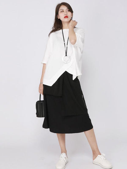 Casual Cropped Split-front T-shirt