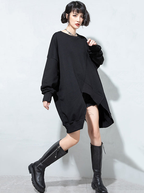 Urban Solid Color Split-Joint Long Sleeve T-Shirt Top