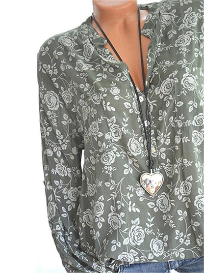 V-neck Printed Blouses
