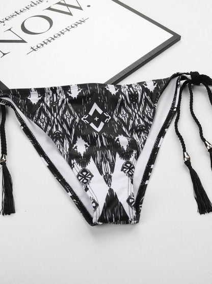 Tie Printed Lace-up Bikini Set