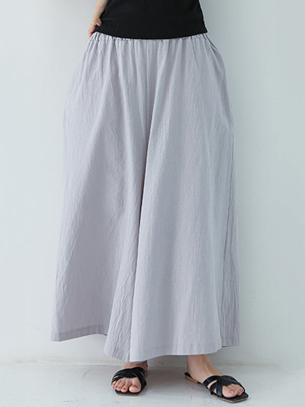 Casual 11 Colors  Solid Column Wide Leg Capri-Pants