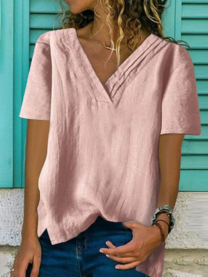 Casual V-neck Short Sleeve T-shirt