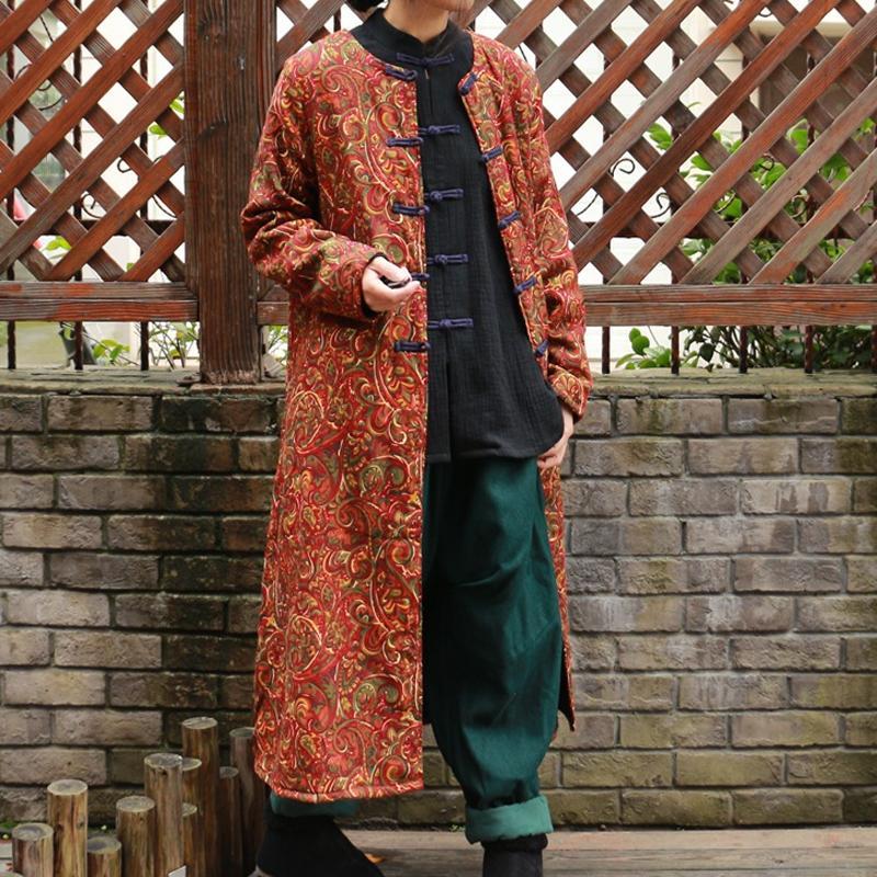 Chinese Style Women Long Thick Winter Coat