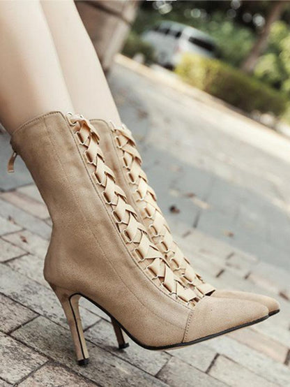 Bandage Hollow High Heel Booties