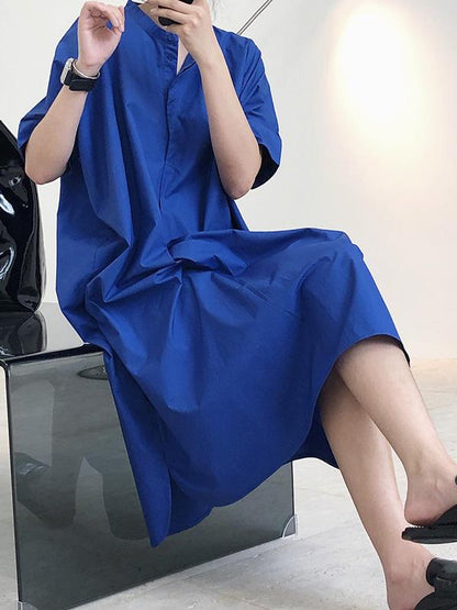 Original Solid Round-Neck Shirt Dress
