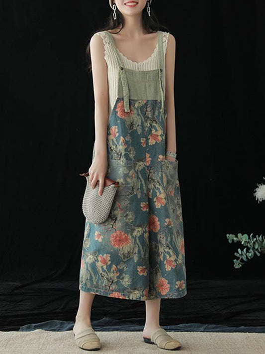 Vintage Loose Printed Jean Pants