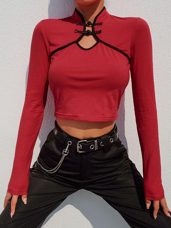 Vintage Chinese Style Mandarin Collar T-Shirt