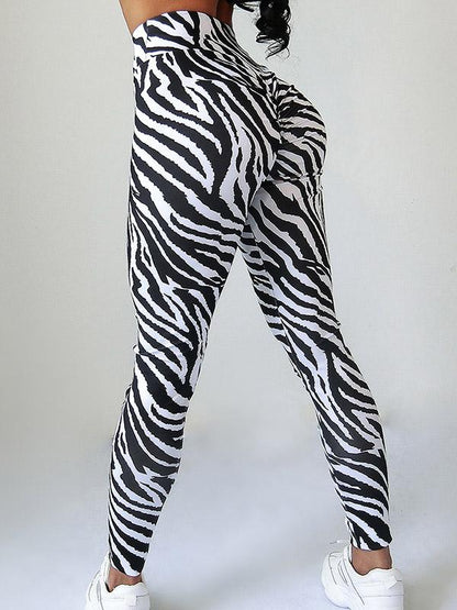 Striped Wrap High-Waisted Sports Leggings