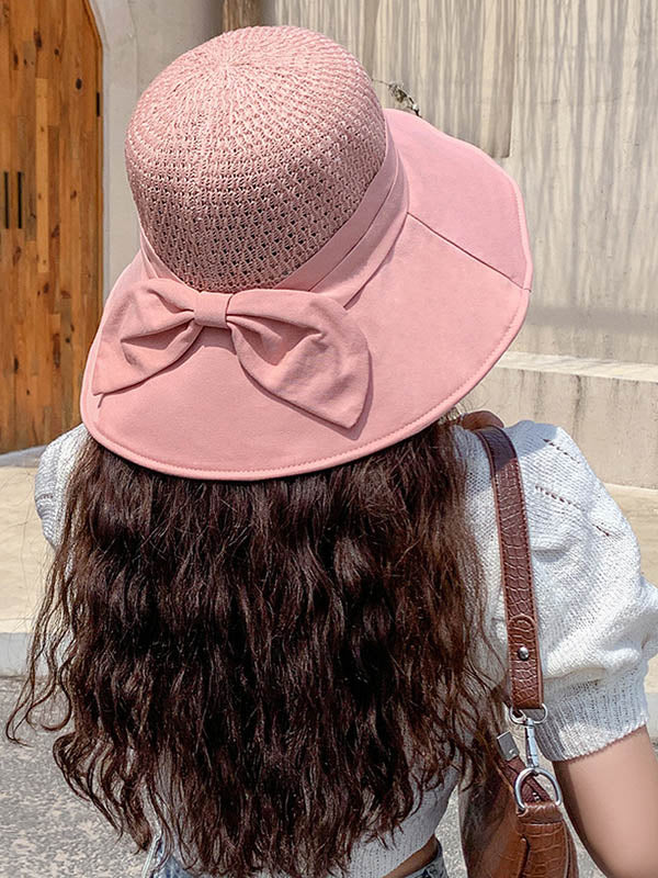 Casual Split-Joint Knitting Bow-Embellished Fisherman Hat