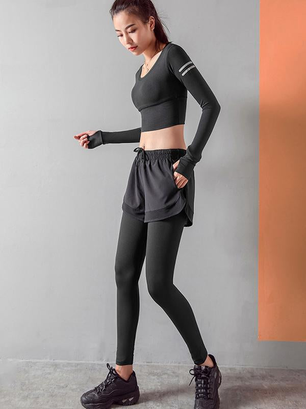 Wrap Solid False Two Yoga Leggings