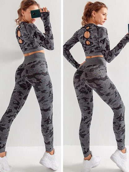 Three-Piece Set Camouflage Yoga Suits