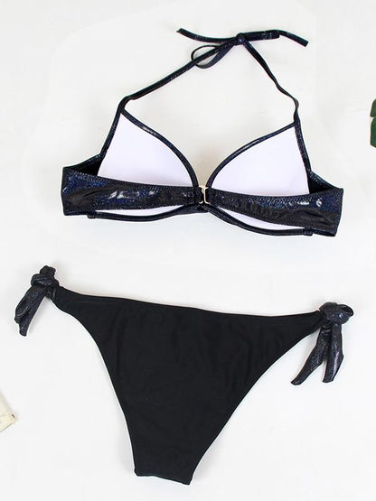 Plus Size Push-Ups Lace-up Bikini Set