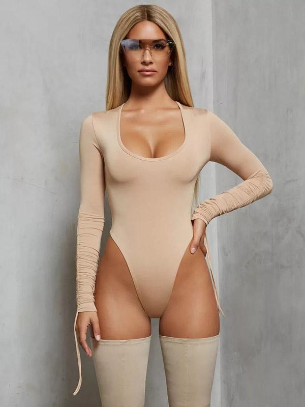 Sexy Solid Long Sleeves Bodysuits
