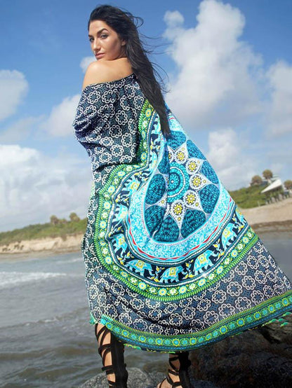 Printed Beach Skirt Sun Cover-Ups