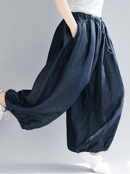 Loose Plus Size Denim Bloomers Pants