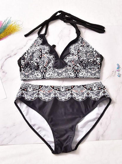 Plus Size Lace Up Bikini Swimsuit
