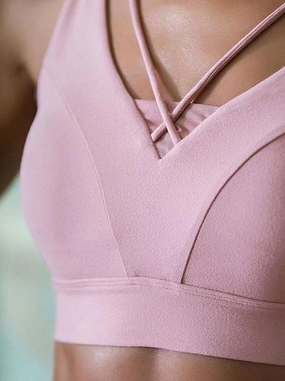 Solid Special Designed Backless Sports Bra