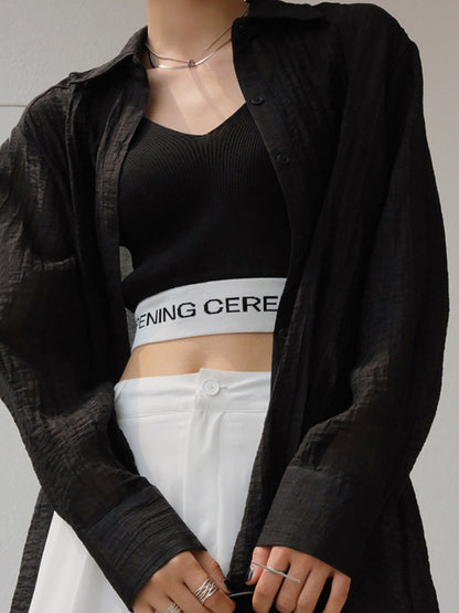 Leisure Solid Knitting Sun-Protection Blouse Tops
