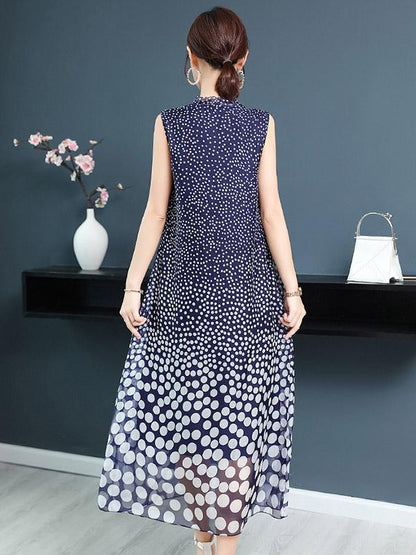Loose Polka-Dot Printed Sleeveless Dress