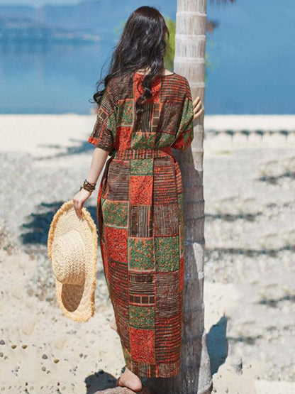2019 Summer New Original Fashion Loose Oversize Bamboo Hemp Maxi Dress