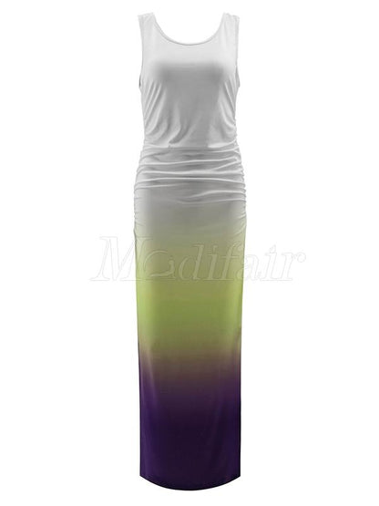 Simple Printed Gradient Maxi Dress