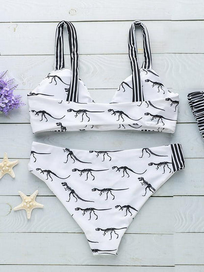 Dinosaur Striped Bikinis Swimwear