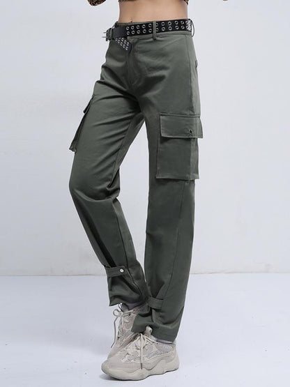 Straight Button Stitching Athletic Pants