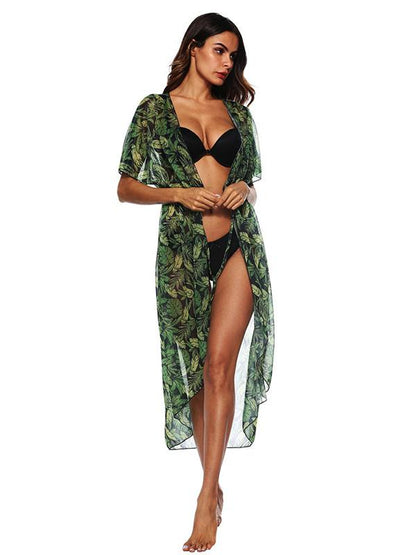 Batwing Sleeves Bandage Chiffon Cover-Ups Swimwear