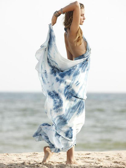 Tie-dyed Gradigant Backless Maxi Dress