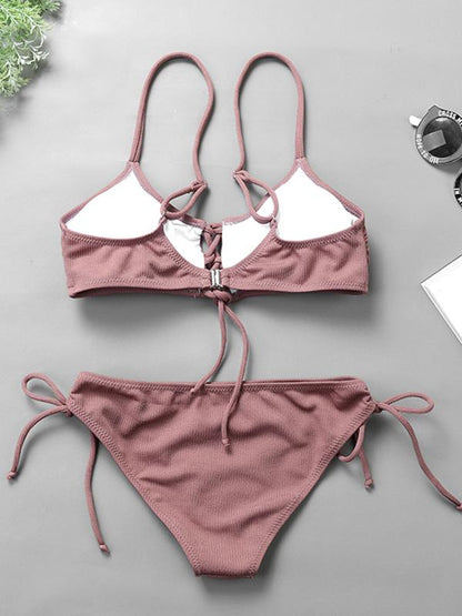Strap Solid Bikinis Swimwear