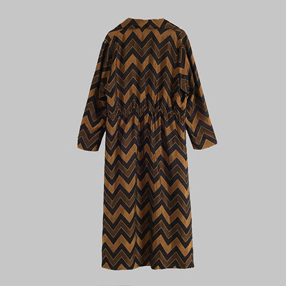 Buykud Wavy Pattern Casual Autumn Loose Trench Coat
