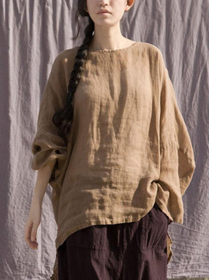 Vintage Casual Ramie Cotton Tops