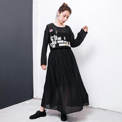 Appliques Fahion Casual Dress With Lining