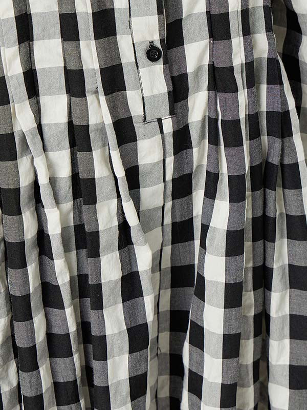 Casual Loose Long Sleeve Plaid Jumpsuits Bottoms