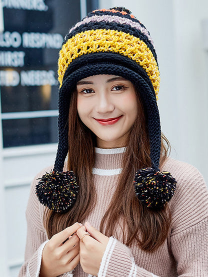 Casual Warm Contrast Color Knitted Hat