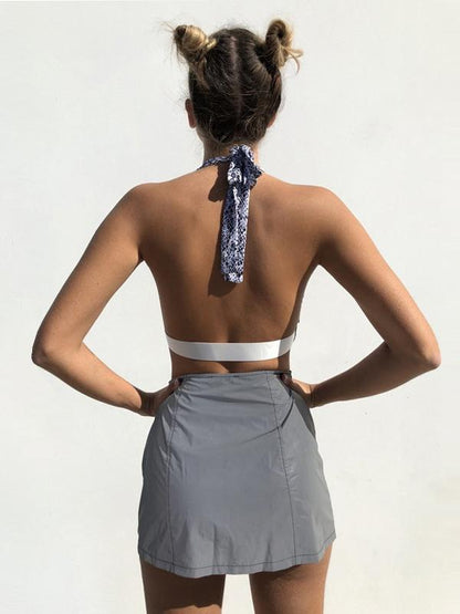 Solid Zipper High Waist Skirts