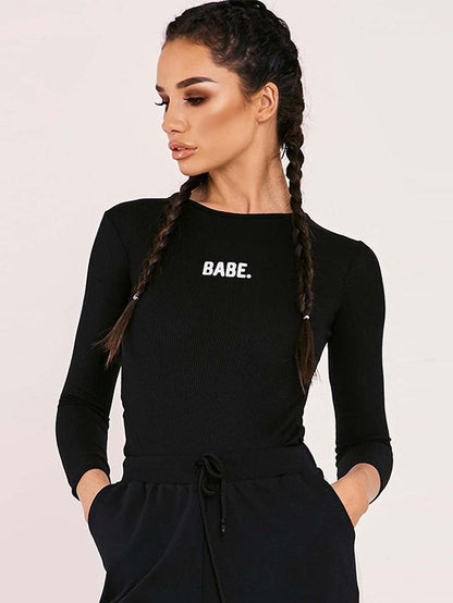 Long Sleeve Letter Printed Bodysuits