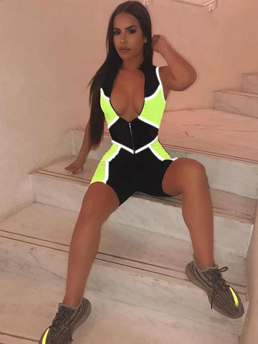 Reflective Split-joint Zipper Sports Rompers