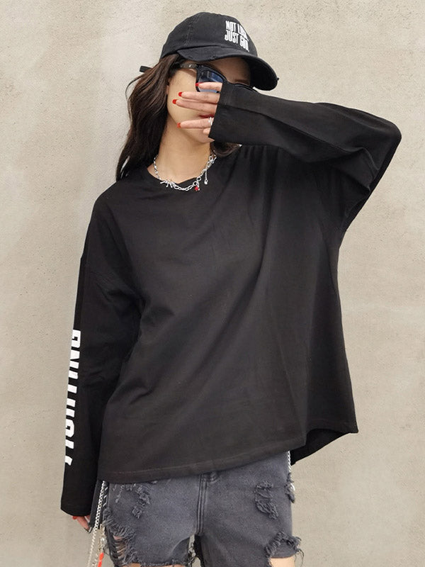 Simple Round-Neck Letter Printed Long Sleeves Sweatshirts