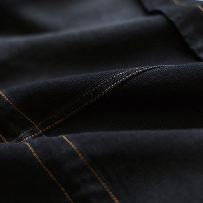 Buykud Casual Turn-down Collar Embroidered Letters Denim Coat