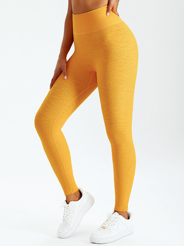 High Waisted Solid Color Screwthread  Leggings