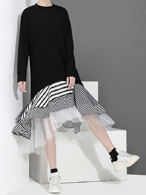 Fashion Chiffon Falbala Midi Dress