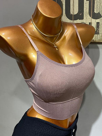 Wrap Backless Solid Spaghetti-Neck Vest Top