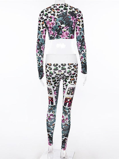 Long Sleeve Cropped Tees And Leggings Casual Suits